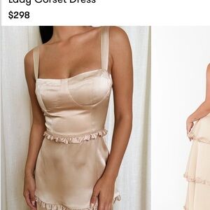 Show Me Your MuMu Lady Corset dress in champagnee luxe satin size medium